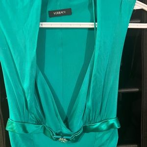 Versace vintage green stretchy logo dress size 42